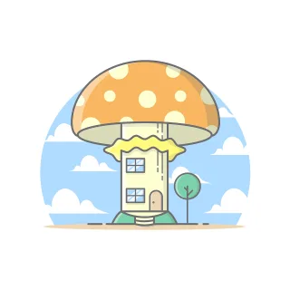 Mushroom House Cute Stickdatei