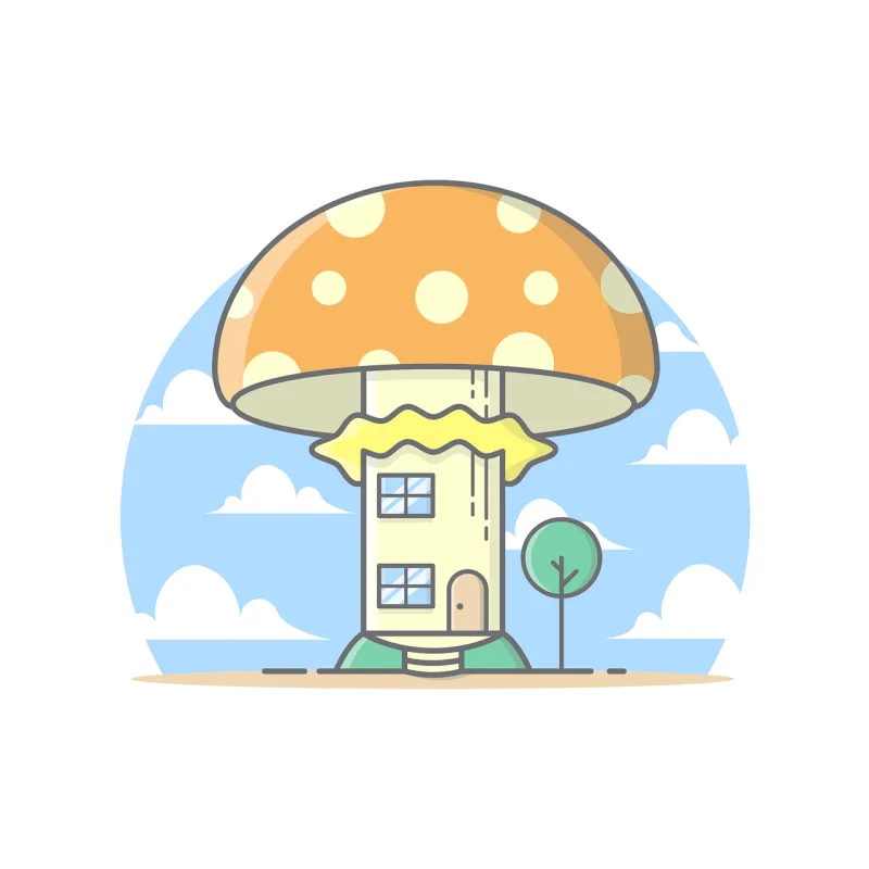 Mushroom House Cute Stickdatei – Natur