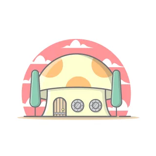 Mushroom House Cute Stickdatei