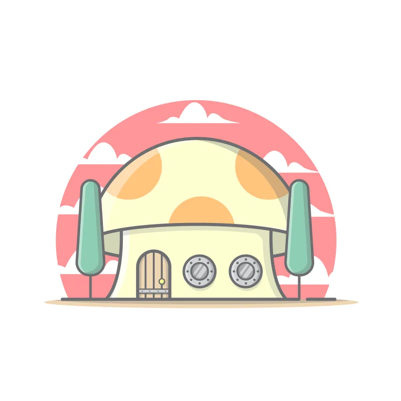 Mushroom House Cute Stickdatei – Natur