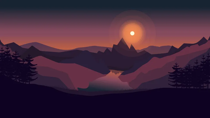 Sunset Nature Mountains Stickdatei – Natur