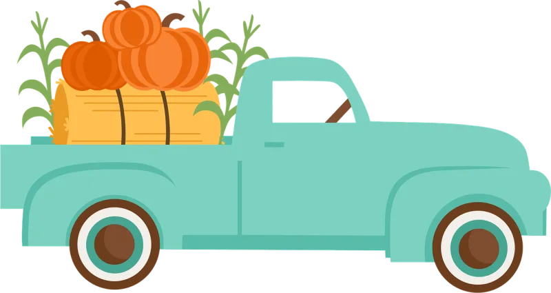 Truck Blue truck Pumpkins Stickdatei – Fahrzeuge