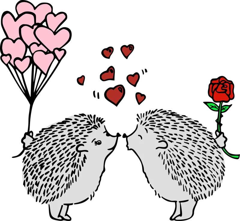 Hedgehogs Few Balloons Stickdatei – Herzen & Liebe