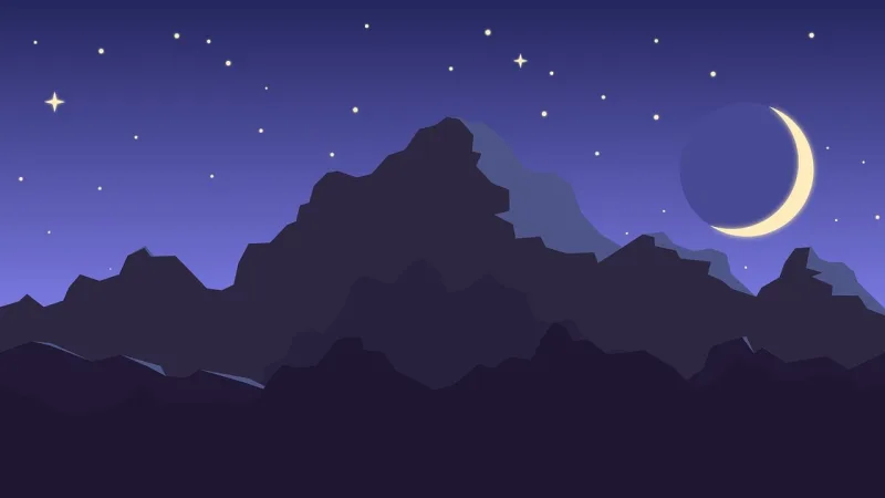 Mountains Night Moon Stickdatei – Natur