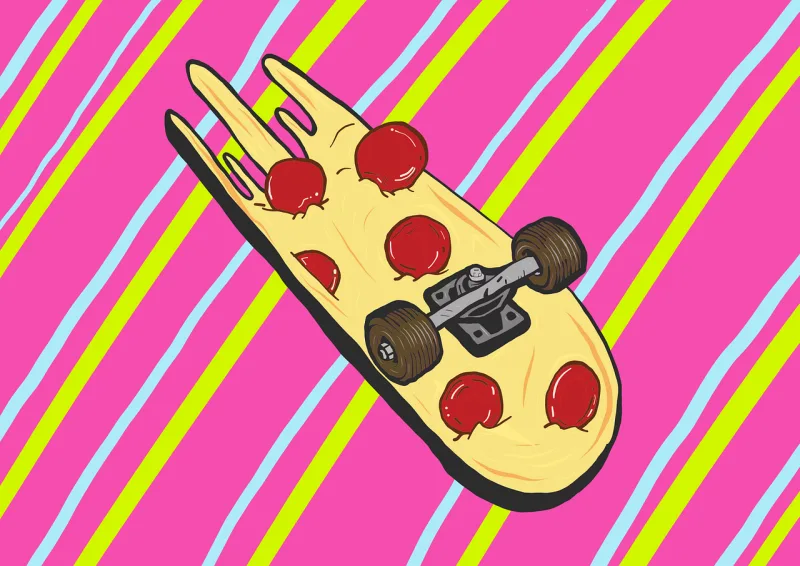 Skateboard Pizza Art Stickdatei – Essen & Trinken