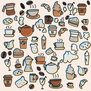 Coffee Doodle Cup Stickdatei – Essen & Trinken