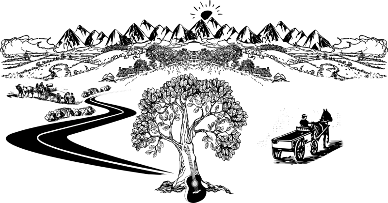 Tree Guitar Road Stickdatei – Musik