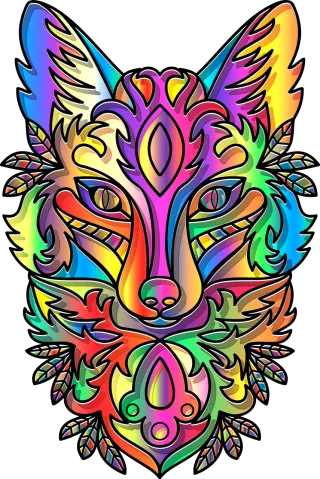 Fox Animal Line art Stickdatei