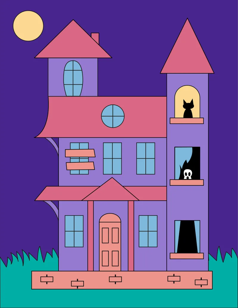 Halloween House Icon Stickdatei – Kinder