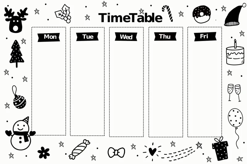 Timetable Schedule Chart Stickdatei – Weihnachten