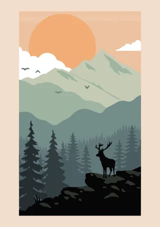 Mountain Forest Trees Stickdatei