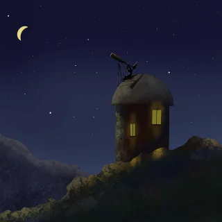 House Telescope Night sky Stickdatei