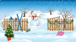 Snowman Trees Fence Stickdatei