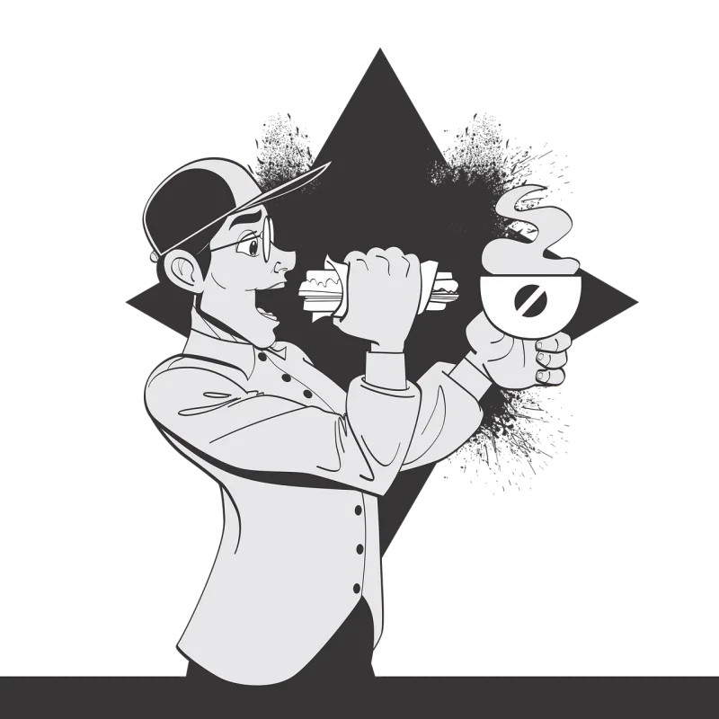 Man Coffee Sandwich Stickdatei – Essen & Trinken