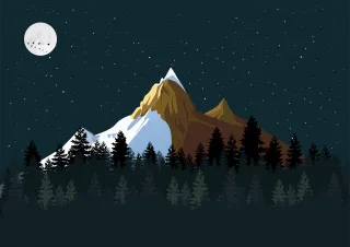 Mountains Forest Night Stickdatei