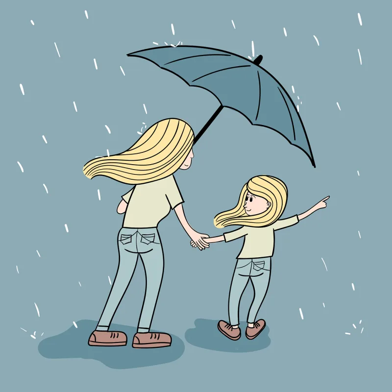 Mother Daughter Umbrella Stickdatei – Herzen & Liebe