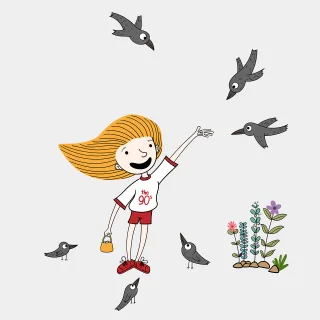 Girl Basket Birds Stickdatei – Weihnachten