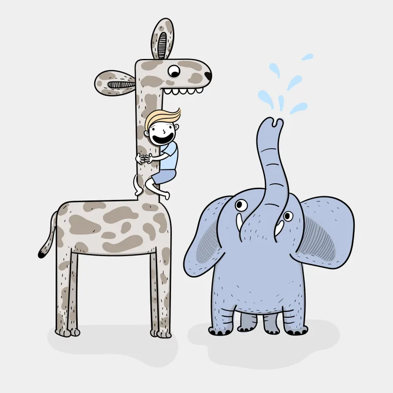 Elephant Giraffe Boy Stickdatei – Tiere