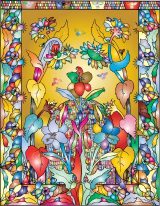 Bees Flowers Line art Stickdatei – Tiere