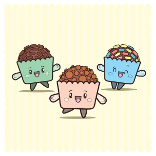 Cupcakes Faces Animated Stickdatei