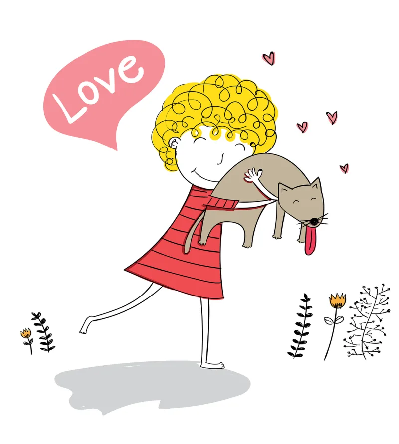 Girl Nature Pet Stickdatei – Herzen & Liebe