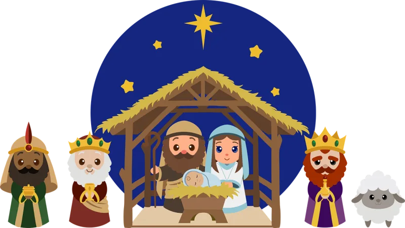 Nativity Manger Cartoon Stickdatei – Weihnachten