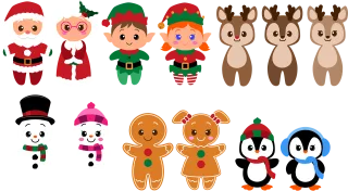 Christmas Characters Cartoon Stickdatei