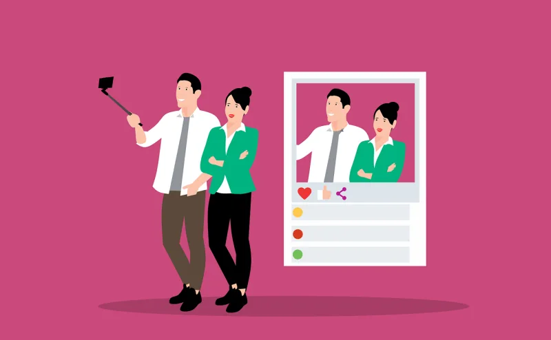 Social media Selfie Friends Stickdatei – Herzen & Liebe