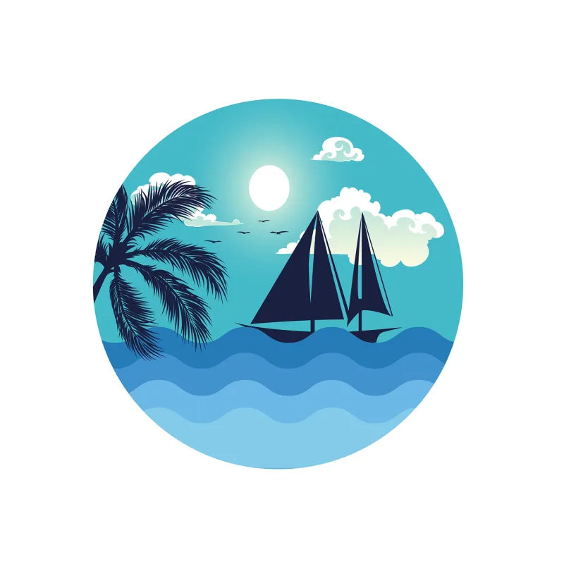 Sailboats Sea Icon Stickdatei – Natur