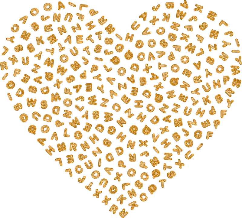 Gingerbread Alphabets Heart Stickdatei – Weihnachten
