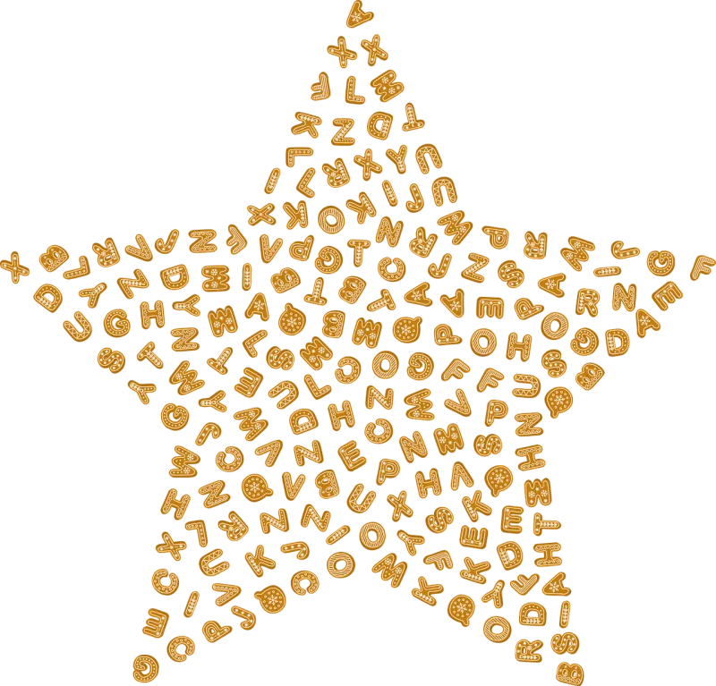 Gingerbread Alphabets Star Stickdatei – Weihnachten