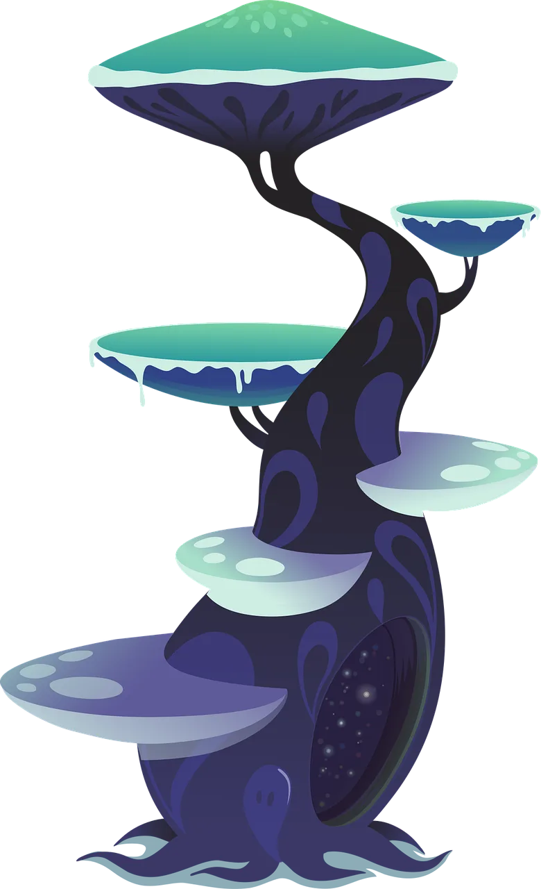 Tree Mushrooms Art Stickdatei – Natur