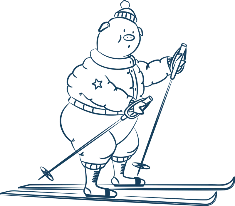 Swine Cartoon Pig Stickdatei – Sport