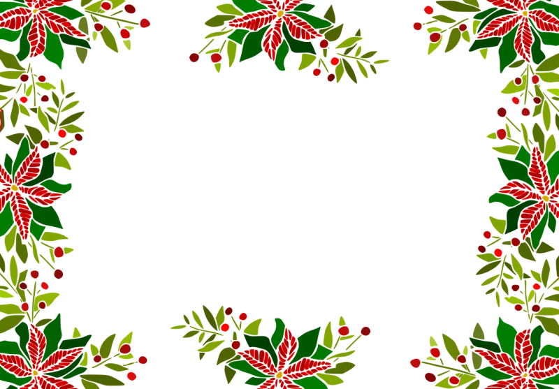 Poinsettia Holly Frame Stickdatei – Weihnachten