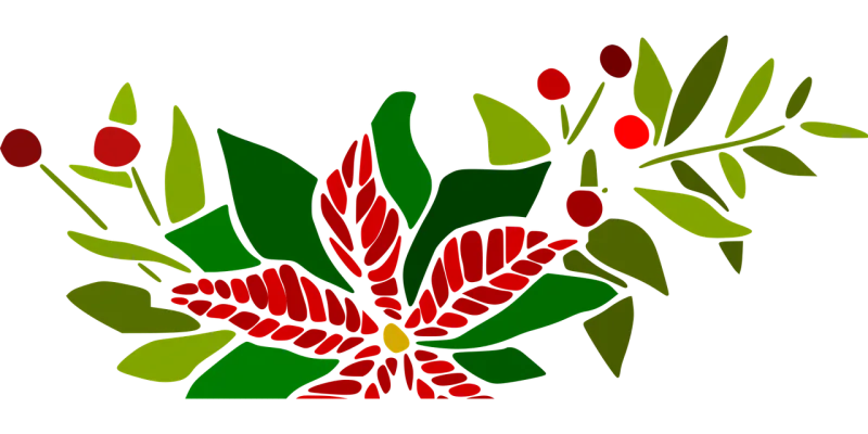 Poinsettia Holly Decoration Stickdatei – Weihnachten