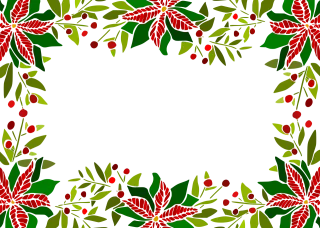 Poinsettia Holly Frame Stickdatei