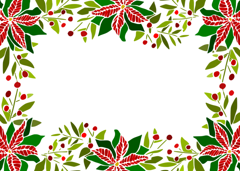 Poinsettia Holly Frame Stickdatei – Weihnachten