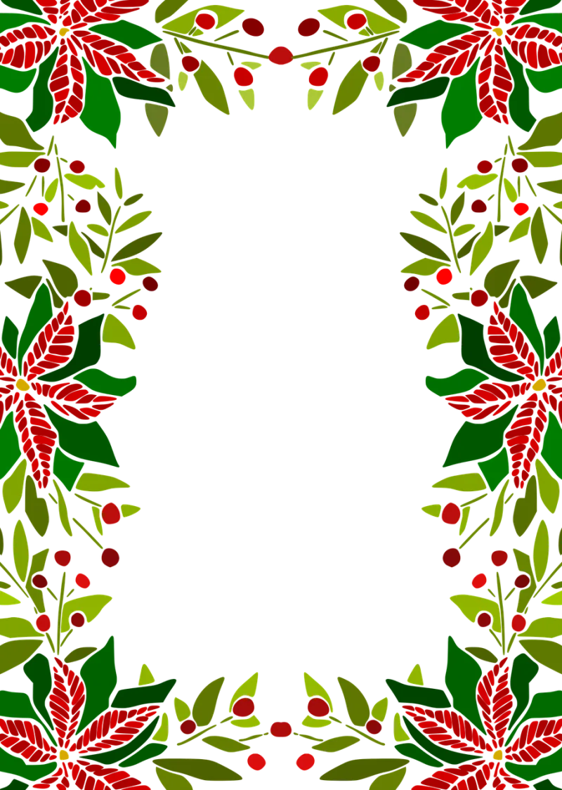 Poinsettia Holly Frame Stickdatei – Weihnachten