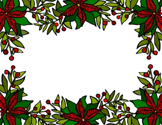 Poinsettia Holly Frame Stickdatei – Weihnachten