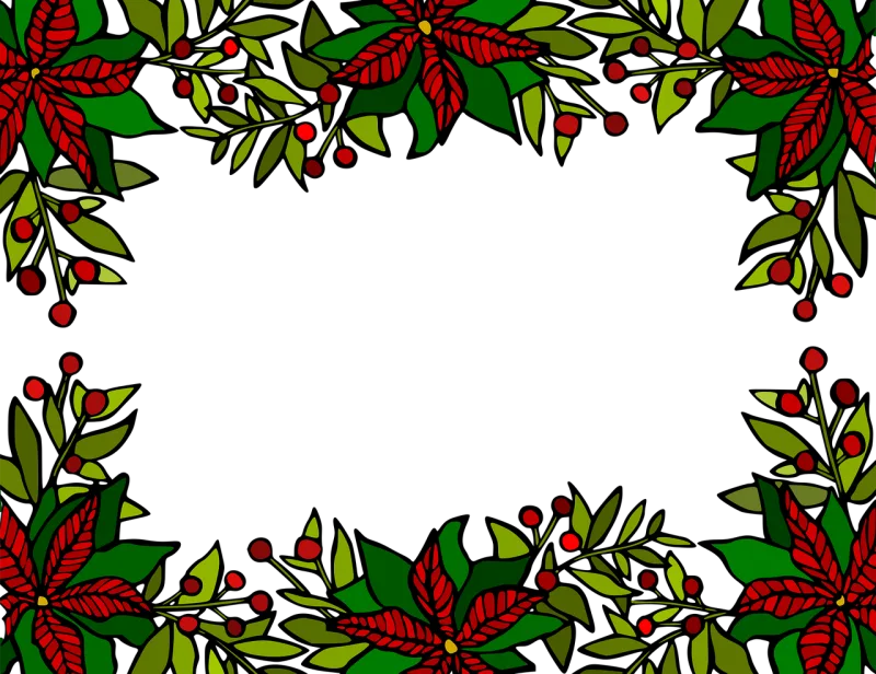 Poinsettia Holly Frame Stickdatei – Weihnachten