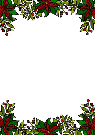 Poinsettia Holly Border Stickdatei