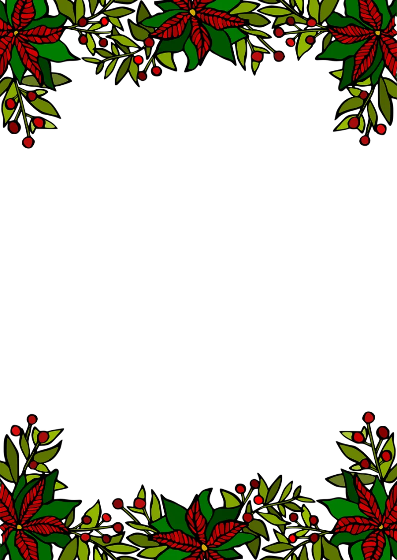 Poinsettia Holly Border Stickdatei – Weihnachten