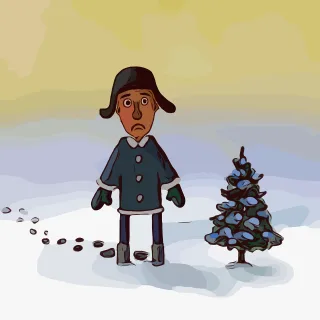 Man Christmas tree Snow Stickdatei