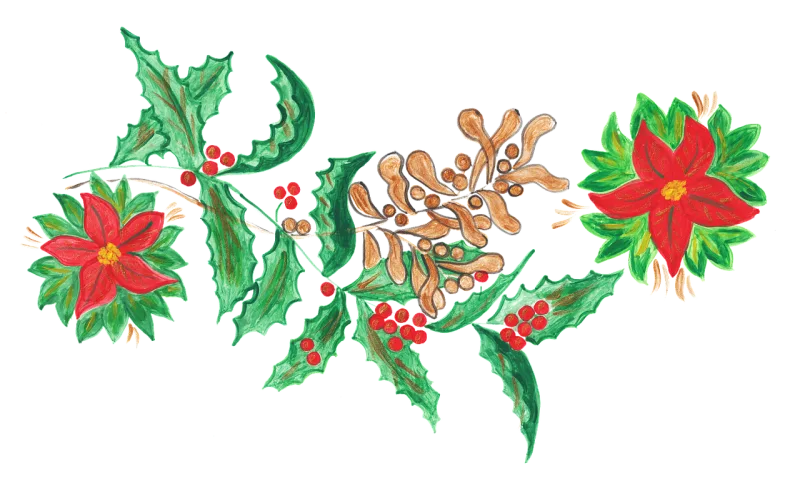 Christmas Mistletoe Watercolor Stickdatei – Weihnachten