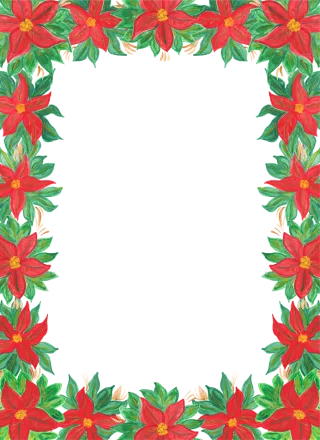Poinsettia Flowers Border Stickdatei