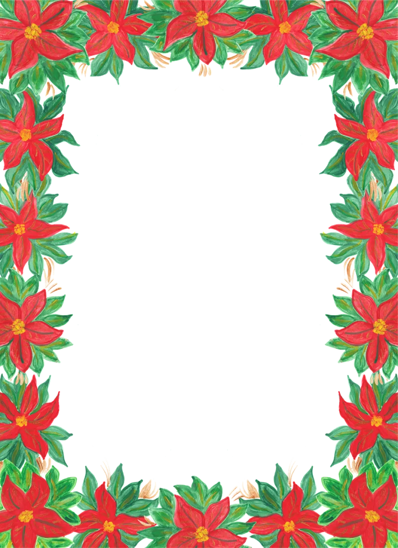 Poinsettia Flowers Border Stickdatei – Blumen