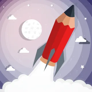 Rocket Launch Pencil Stickdatei