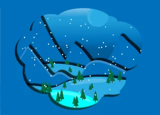 Mountains Trees Snow Stickdatei