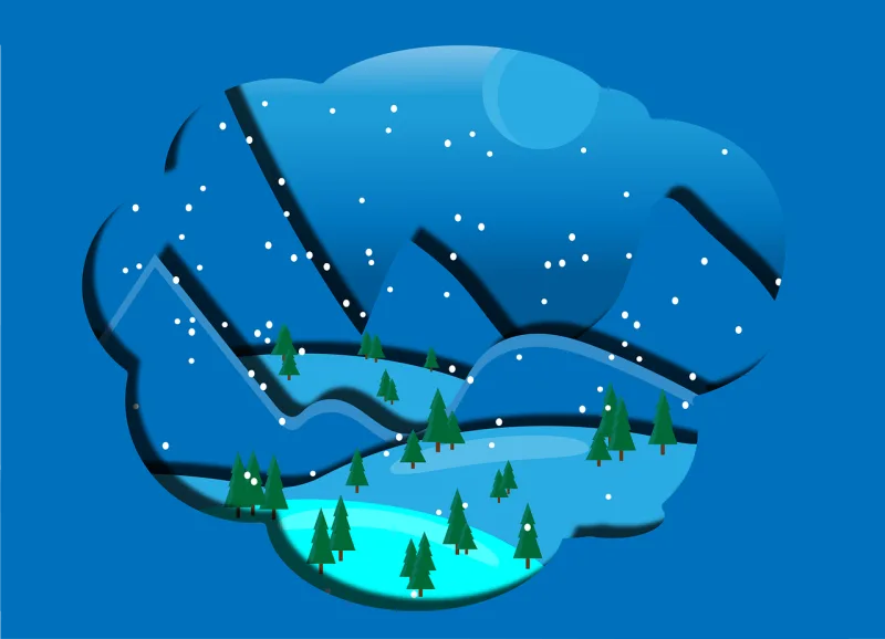 Mountains Trees Snow Stickdatei – Weihnachten
