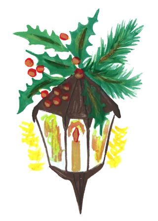Lamp Christmas Holly Stickdatei